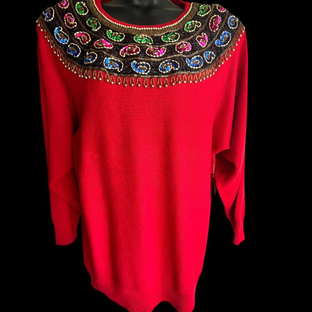 Vintage Victoria Harbour red embellished sweater